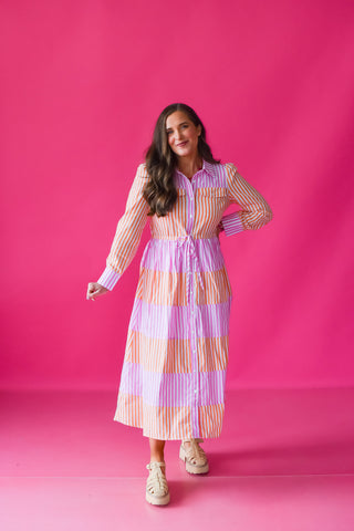 Lisbeth Striped Midi Dress