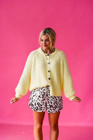 Nina Knit Cardigan in Lemon