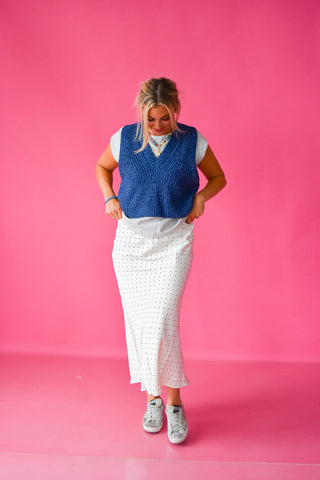 Dricella Satin Polka Dot Midi Skirt
