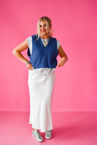 Dricella Satin Polka Dot Midi Skirt