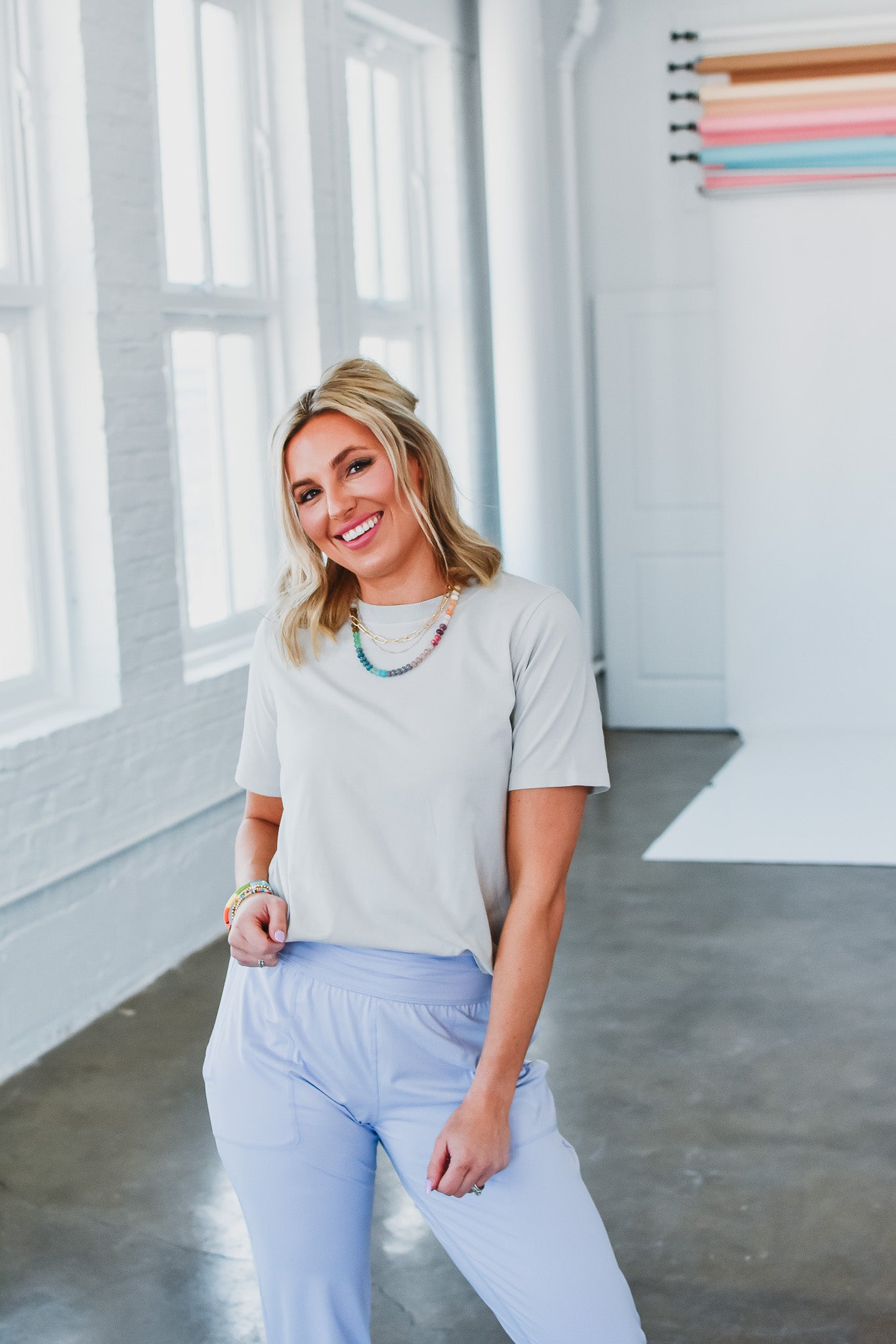 Kate Classic Boxy Fit Tee in Warm Gray
