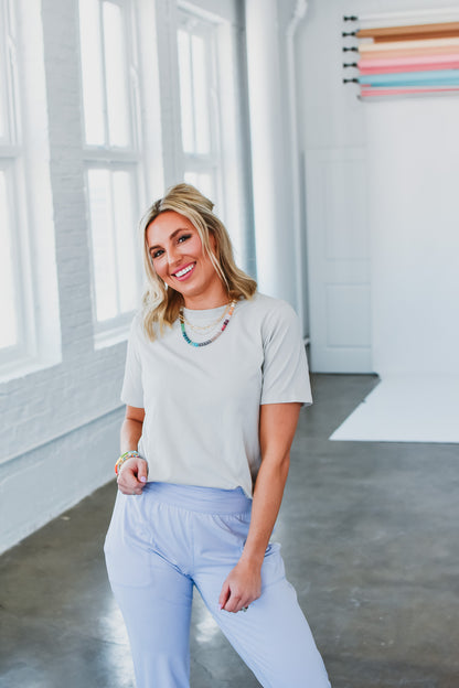 Kate Classic Boxy Fit Tee in Warm Gray
