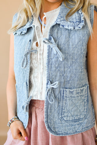 Macie Quilted Denim Vest