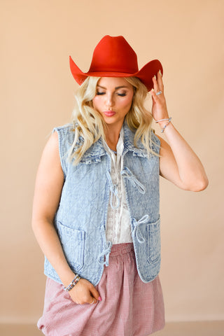 Macie Quilted Denim Vest