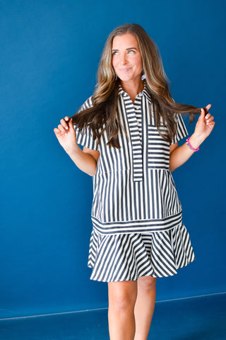 Yumi Striped Denim Mini Dress