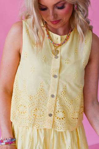 Lizzie Eyelet Set in Lemon