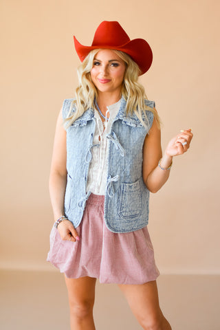 Macie Quilted Denim Vest