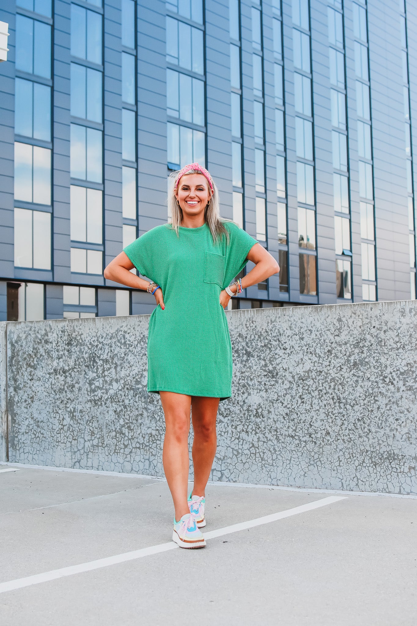 Kasie Tee Shirt Dress in Kelly Green