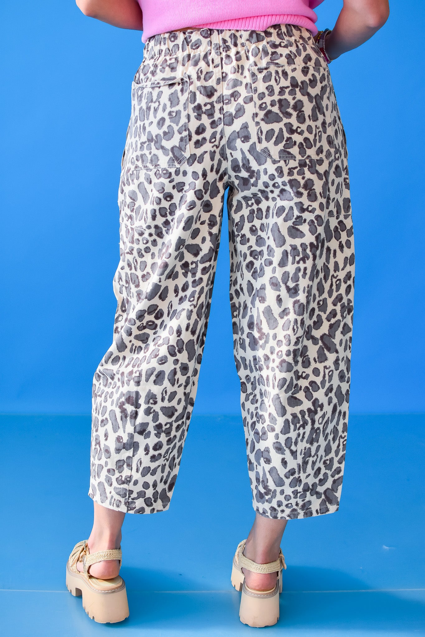 Candace Leopard Barrel Jeans in Ecru