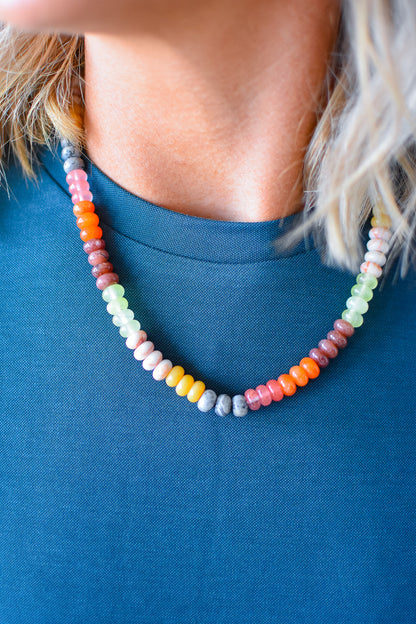 Rainbow Necklace Luxe - Autumn Pearl Gemstone