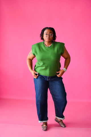 Bella Short Sleeve Sweater in Fern