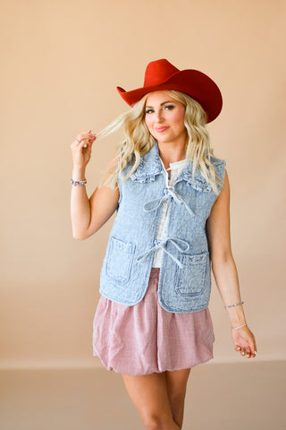 Macie Quilted Denim Vest