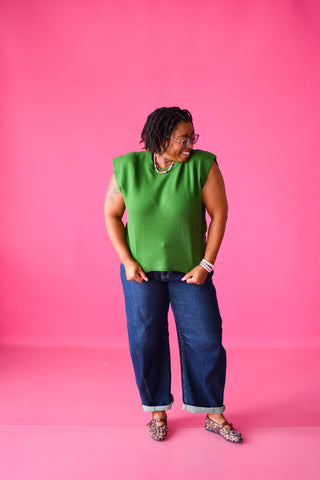 Bella Short Sleeve Sweater in Fern