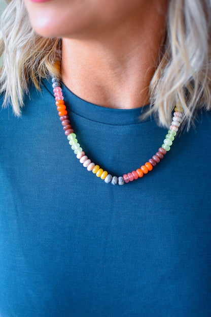 Rainbow Necklace Luxe - Autumn Pearl Gemstone