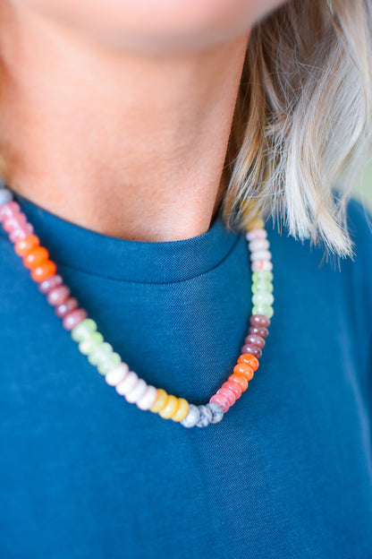 Rainbow Necklace Luxe - Autumn Pearl Gemstone