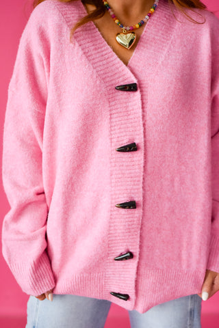 Alexa Brushed Cardigan in Pink