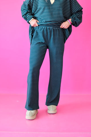 Nyah Striped Lounge Pants in Forrest Green