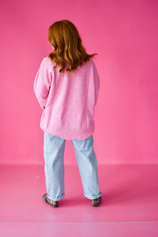 Alexa Brushed Cardigan in Pink