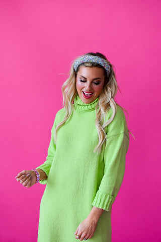 Sophia Midi Sweater Dress In Lime