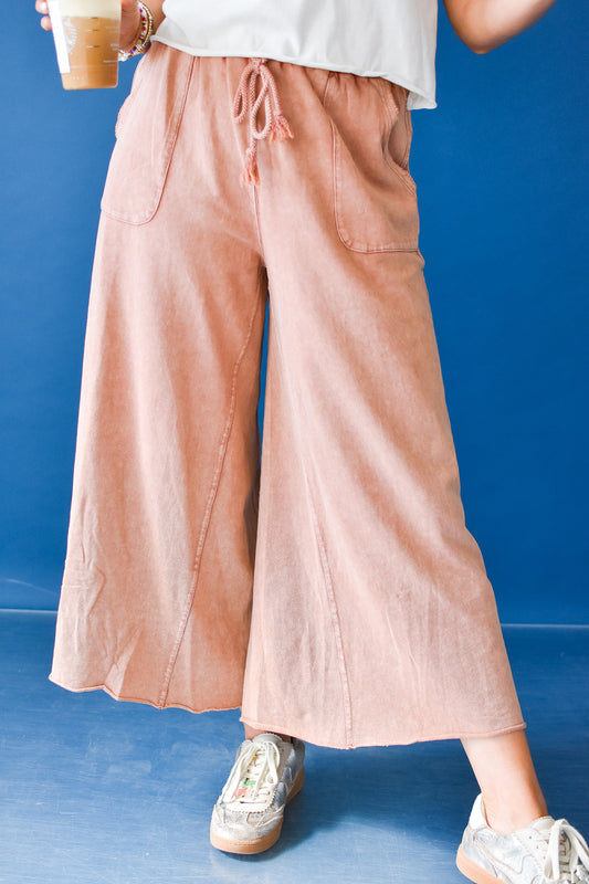 Frances Wide Leg Pants in Red Bean