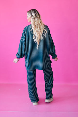 Nyah Striped Tunic Top in Forrest Green