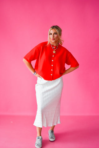 Lacie Short Sleeve Cardigan in Cherry