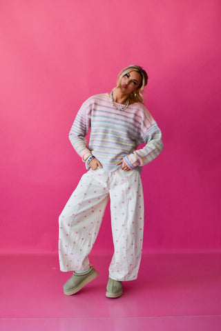 Bowen Multi Colored Sweater in Candy Stripe