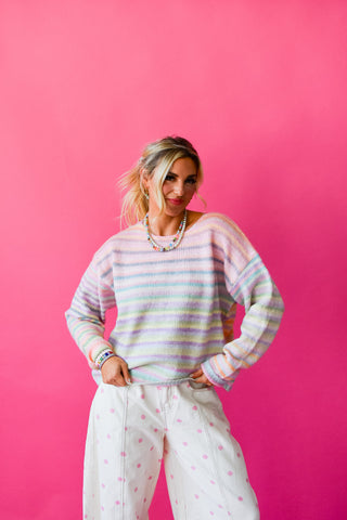 Bowen Multi Colored Sweater in Candy Stripe