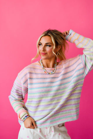Bowen Multi Colored Sweater in Candy Stripe