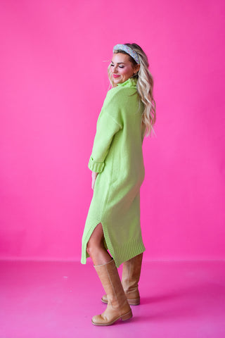 Sophia Midi Sweater Dress In Lime