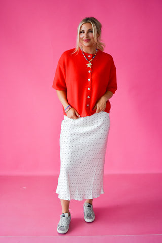 Lacie Short Sleeve Cardigan in Cherry