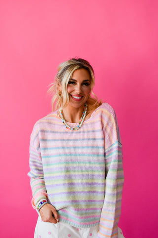 Bowen Multi Colored Sweater in Candy Stripe