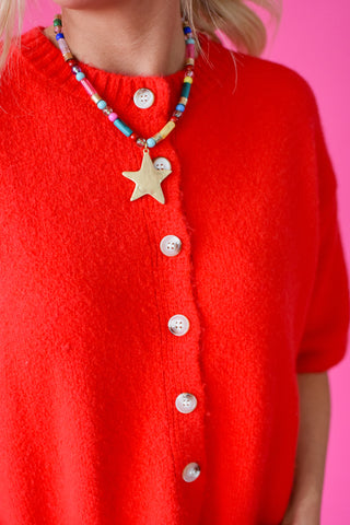 Lacie Short Sleeve Cardigan in Cherry