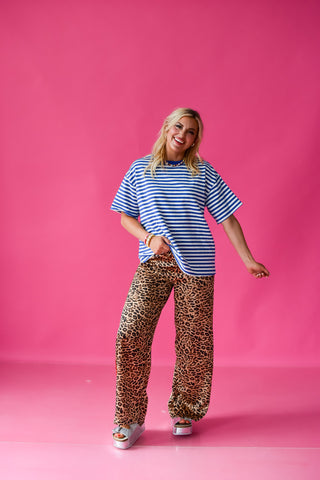 Whitley Stripe Boyfriend Tee in Blue