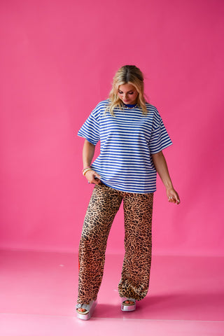 Whitley Stripe Boyfriend Tee in Blue