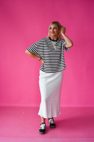 Kaylee Stripe Tee in Black/Cream
