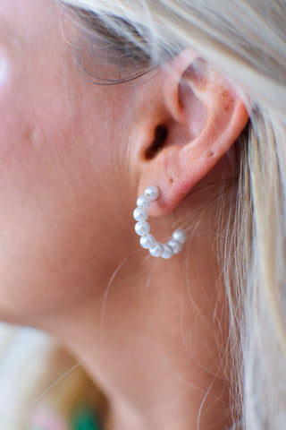 Olivia Pearl Hoop Earrings