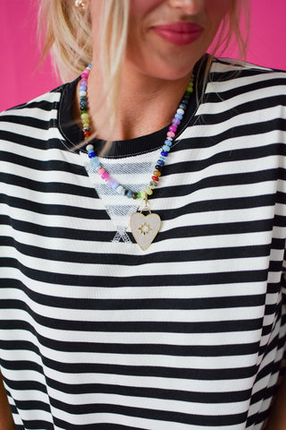 Kaylee Stripe Tee in Black/Cream