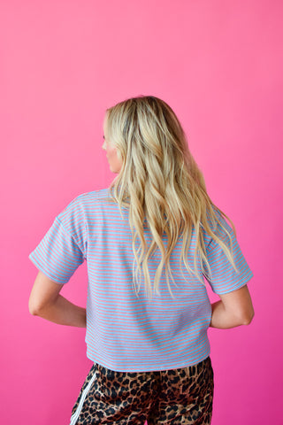 Ava Blue/Tomato Stripe Tee