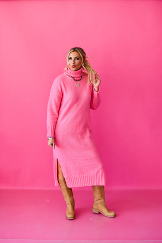 Sophia Midi Sweater Dress In Pink