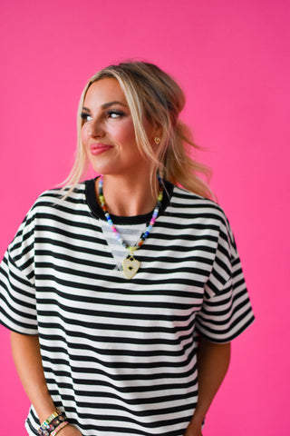 Kaylee Stripe Tee in Black/Cream