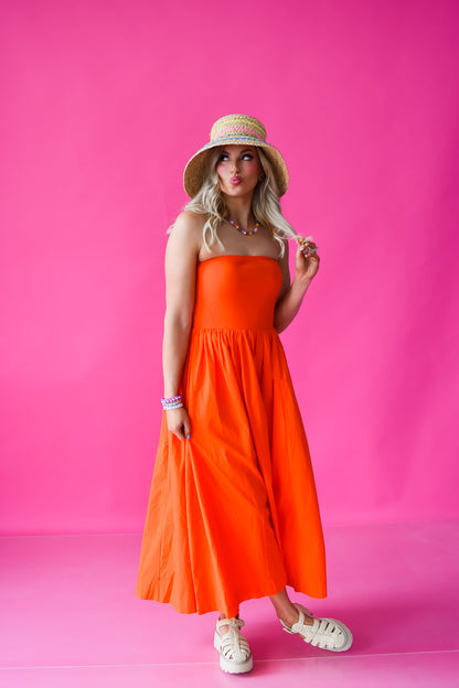 Beatrix Tube Top Maxi Dress in Tomato