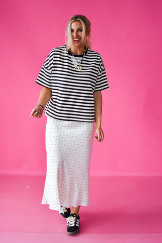 Kaylee Stripe Tee in Black/Cream