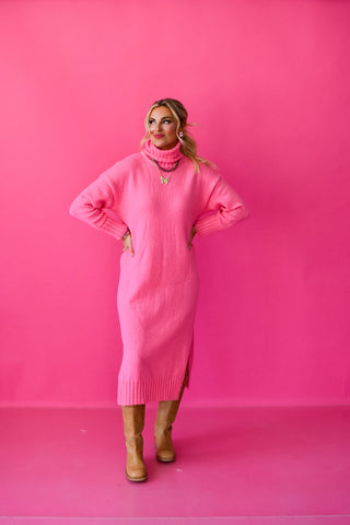 Sophia Midi Sweater Dress In Pink