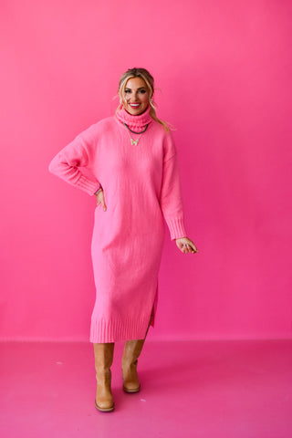 Sophia Midi Sweater Dress In Pink