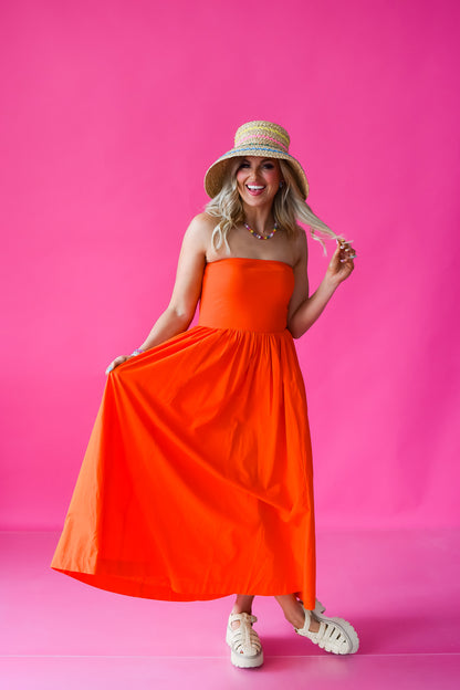 Beatrix Tube Top Maxi Dress in Tomato