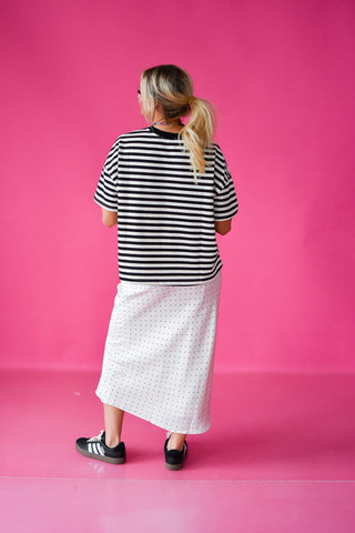 Kaylee Stripe Tee in Black/Cream