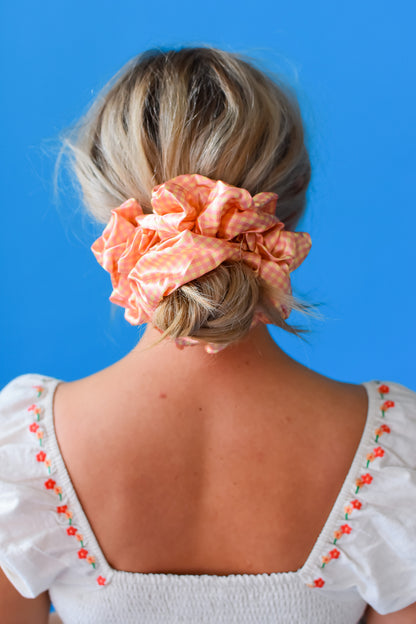 Oversized Scrunchie - Pink Plaid