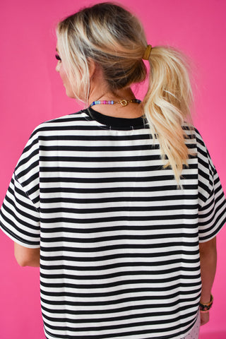Kaylee Stripe Tee in Black/Cream