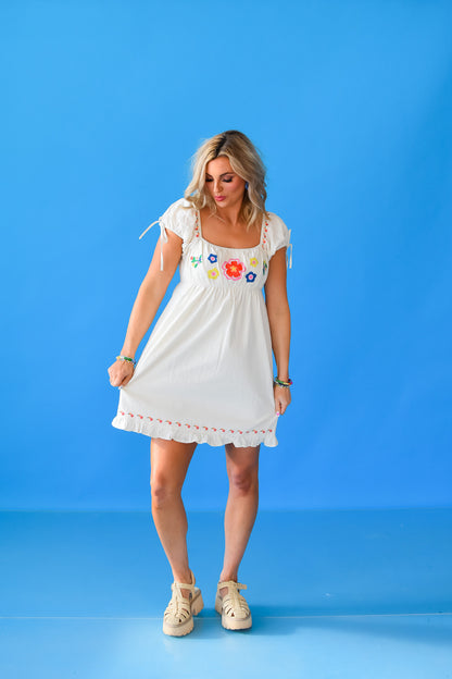 McCall Embroidered Mini Dress